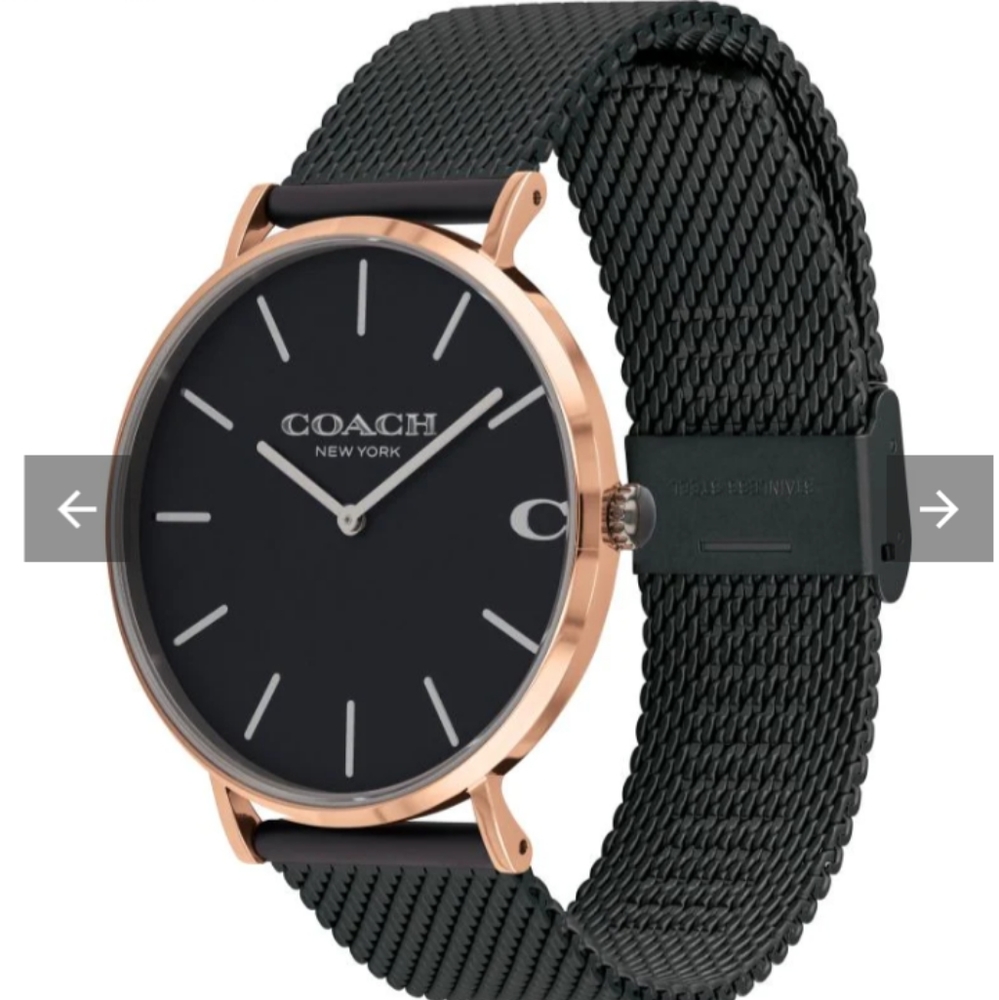 Coach Charles Black Ion Dial Black Mesh Bracelet Watch for Men - 14602470 - Picture 3 of 4